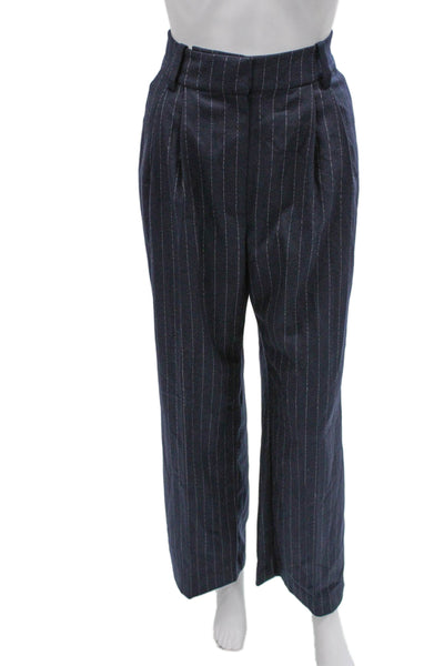 Favorite Daughter Womens Striped One Button Blazer Pants Suit Set Navy Size 6