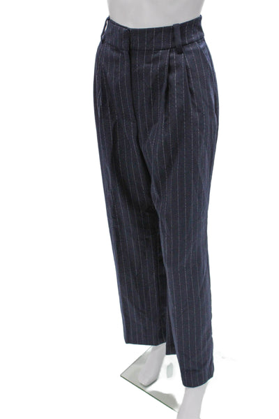 Favorite Daughter Womens Striped One Button Blazer Pants Suit Set Navy Size 6