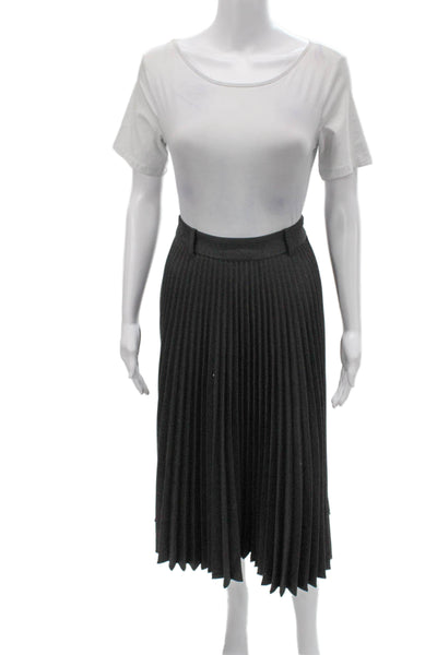Zara Womens Pleated Midi Skirt Gray Polyester Zip Size S