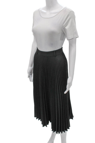 Zara Womens Pleated Midi Skirt Gray Polyester Zip Size S