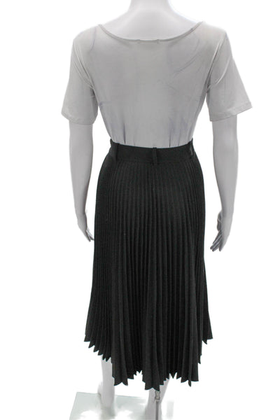 Zara Womens Pleated Midi Skirt Gray Polyester Zip Size S
