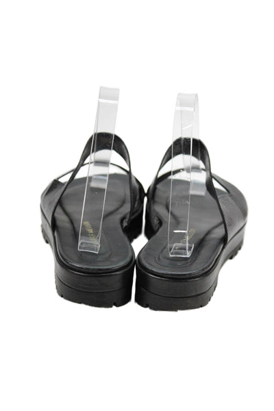 Tamara Mellon Womens Embossed Slip On Sandals Shoes Black Size 7