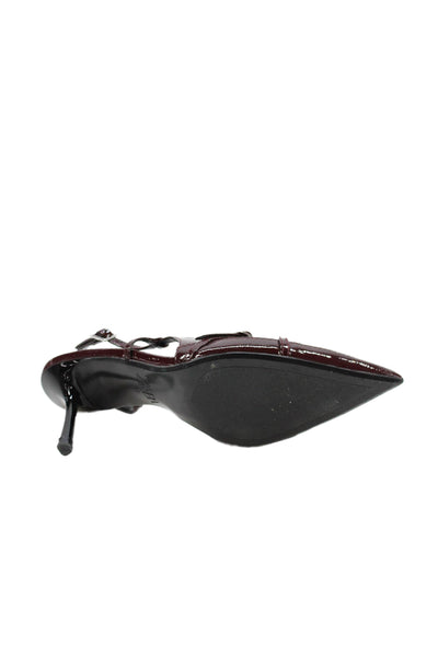Zara Womens Crisscross Buckle Detail Slingbacks Heels Shoes Burgundy Size 7