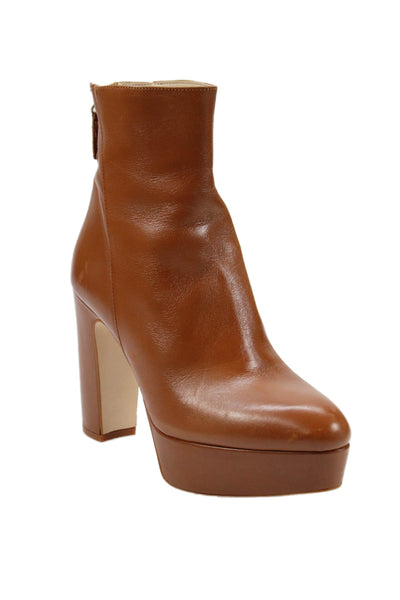 Zara Basic Womens Zip Block Heels Platform Ankle Boots Shoes Brown Size 7