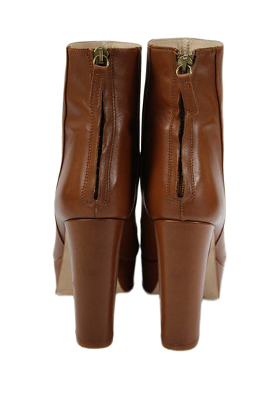 Zara Basic Womens Zip Block Heels Platform Ankle Boots Shoes Brown Size 7