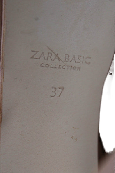 Zara Basic Womens Zip Block Heels Platform Ankle Boots Shoes Brown Size 7
