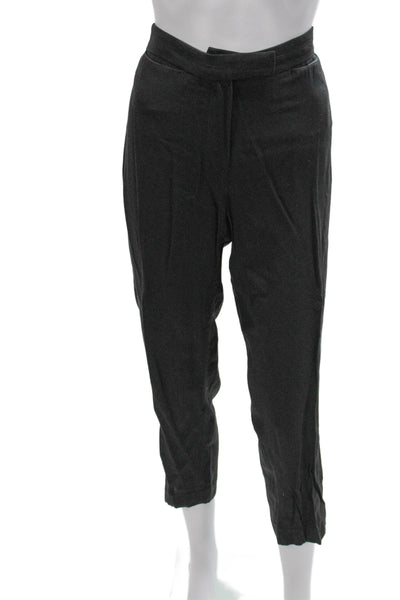 Ann Demeulemeester Womens Cropped Gray Rayon Pants Button Size 42