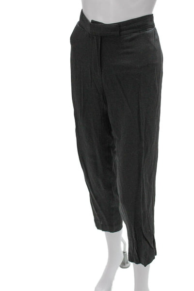 Ann Demeulemeester Womens Cropped Gray Rayon Pants Button Size 42