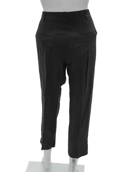 Ann Demeulemeester Womens Cropped Gray Rayon Pants Button Size 42