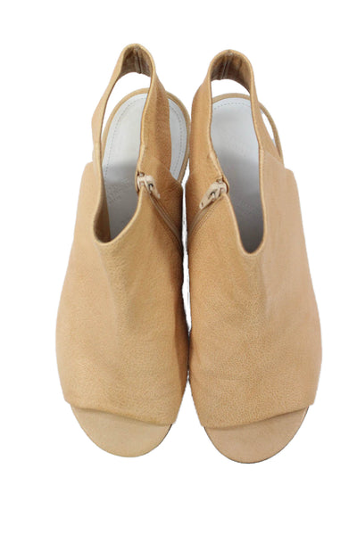 Maison Martin Margiela Womens Leather Open Toe Zip Sandals Shoes Brown Size 8