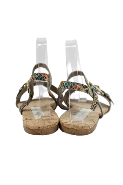 Stella McCartney Womens Multicolor Embossed Buckle Detail Sandals Shoes Size 8