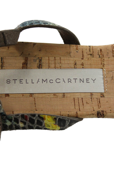 Stella McCartney Womens Multicolor Embossed Buckle Detail Sandals Shoes Size 8