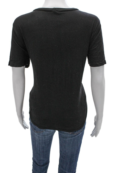 Monrow Womens Basic Short Sleeve Round Neck Black Cotton T-Shirt Size S