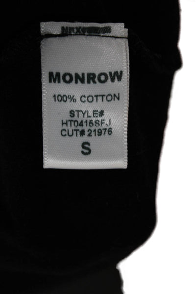 Monrow Womens Basic Short Sleeve Round Neck Black Cotton T-Shirt Size S