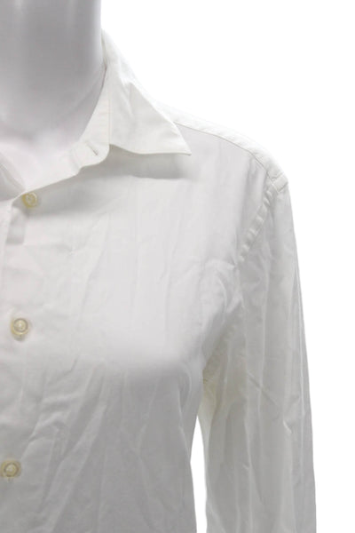 Zara Womens Basic Cotton Long Sleeve Button-Up Blouse White Size M