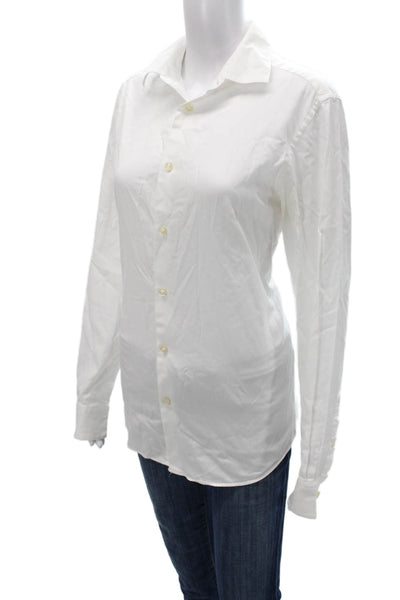 Zara Womens Basic Cotton Long Sleeve Button-Up Blouse White Size M