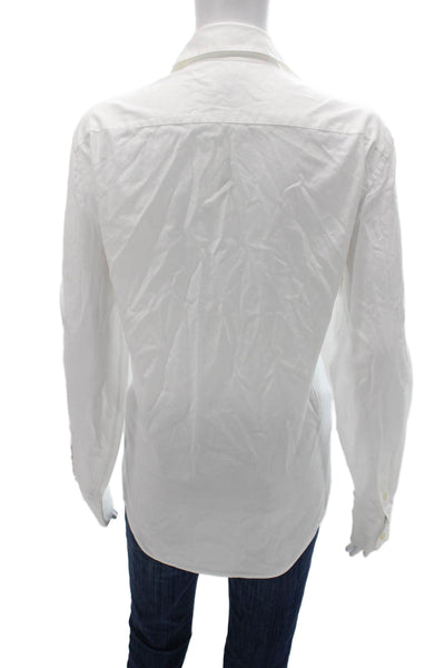 Zara Womens Basic Cotton Long Sleeve Button-Up Blouse White Size M
