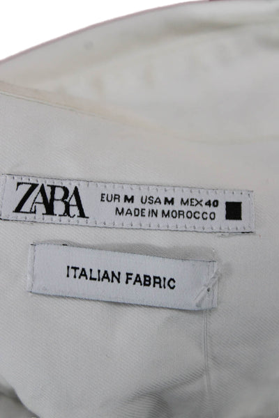 Zara Womens Basic Cotton Long Sleeve Button-Up Blouse White Size M