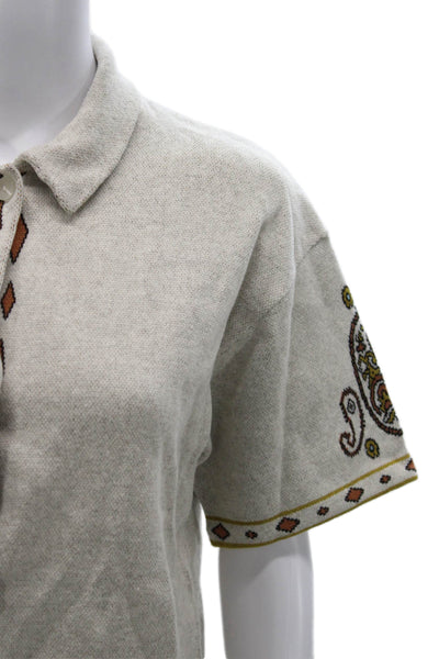 The Upside Womens Button-Up Collared Paisley Cotton Short Sleeve Top Size S
