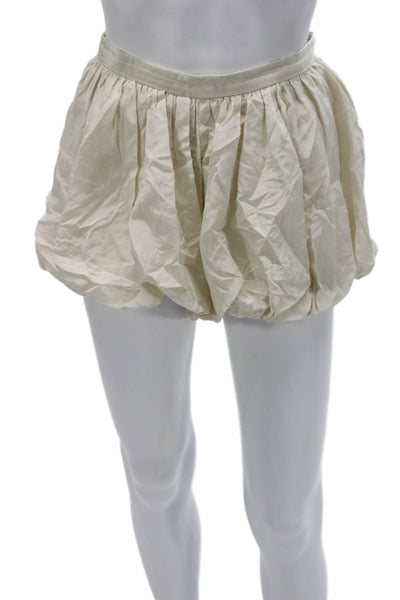 Zara Womens Ivory Polyester Solid Zip Summer Shorts Size S