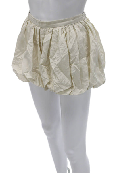 Zara Womens Ivory Polyester Solid Zip Summer Shorts Size S