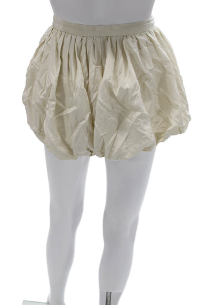 Zara Womens Ivory Polyester Solid Zip Summer Shorts Size S