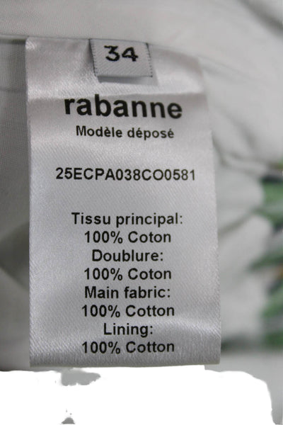 Rabanne Womens Wrap Shorts Green Striped Cotton Tie Closure Size 34