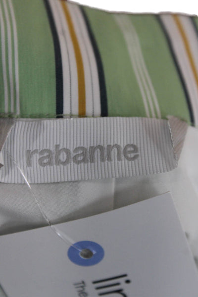 Rabanne Womens Wrap Shorts Green Striped Cotton Tie Closure Size 34