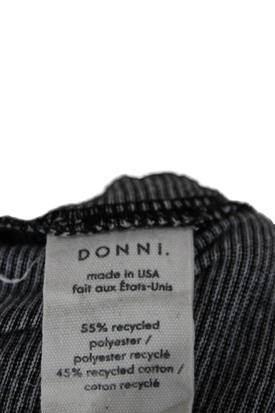 Donni Women Striped Gray Pull On Sweatpants Size L
