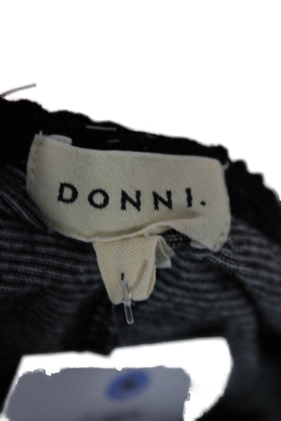 Donni Women Striped Gray Pull On Sweatpants Size L