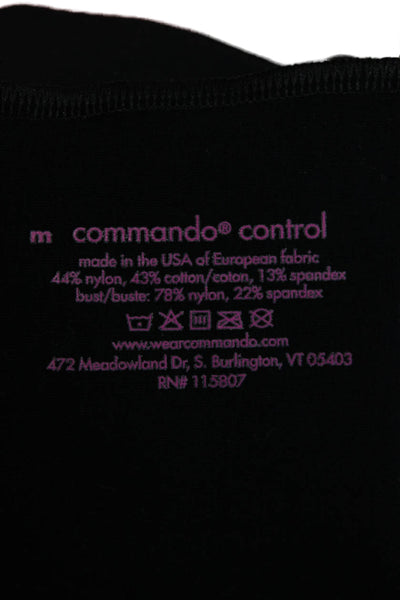 Commando Control Womens Black One Piece Shapewear Nylon Square Neck Size M