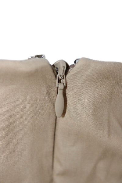 MNG Women Jumpsuit Beige Cotton Strapless Sleeveless Mid-Calf Zip Size 2