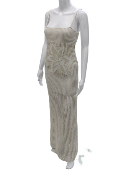 Siedres X Mango Women Beige Floral Maxi Dress Square Neck Sleeveless Size M
