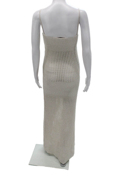 Siedres X Mango Women Beige Floral Maxi Dress Square Neck Sleeveless Size M