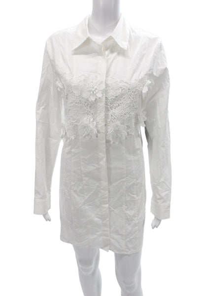 Hyacinth House Women Shirt Dress White Floral Long Sleeve Size M