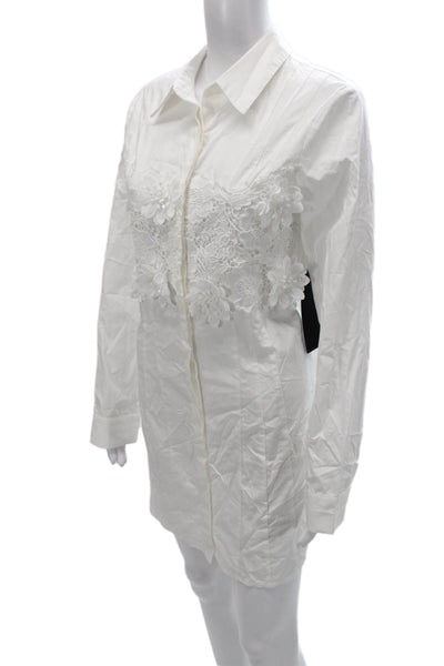 Hyacinth House Women Shirt Dress White Floral Long Sleeve Size M