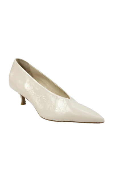 Dolce Vita Womens Leather Pointed Toe Slip On Heels Cream Size 9