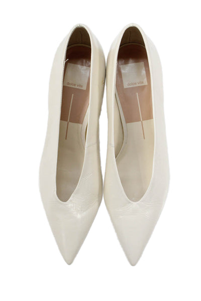 Dolce Vita Womens Leather Pointed Toe Slip On Heels Cream Size 9