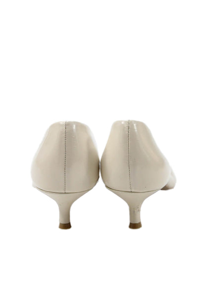 Dolce Vita Womens Leather Pointed Toe Slip On Heels Cream Size 9