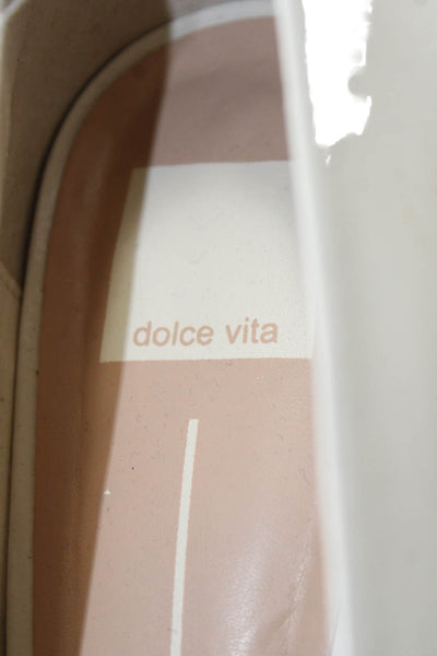 Dolce Vita Womens Leather Pointed Toe Slip On Heels Cream Size 9