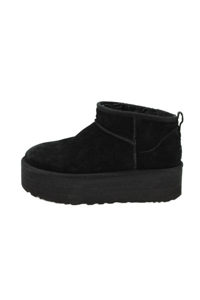 Ugg Womens Sheepskin Platform Ankle Boots Black Size 9