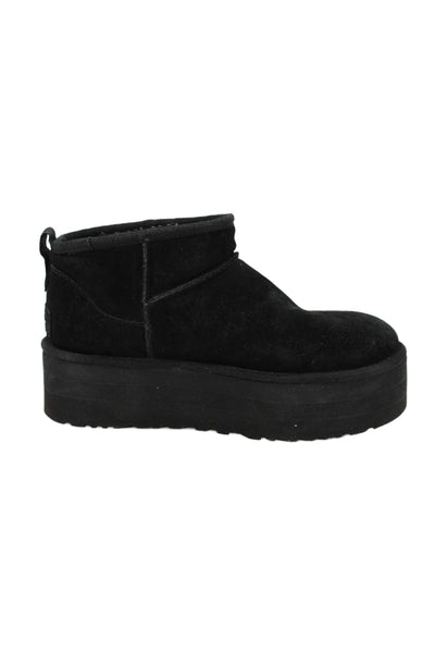 Ugg Womens Sheepskin Platform Ankle Boots Black Size 9