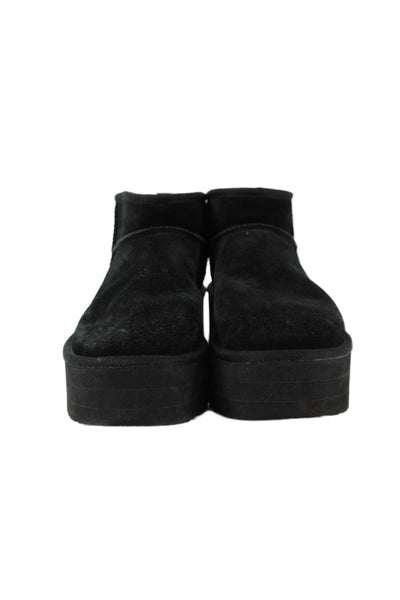 Ugg Womens Sheepskin Platform Ankle Boots Black Size 9