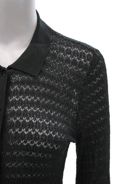 Devon Windsor Women Black Geometric Collared Long Sleeve Button Set Size S