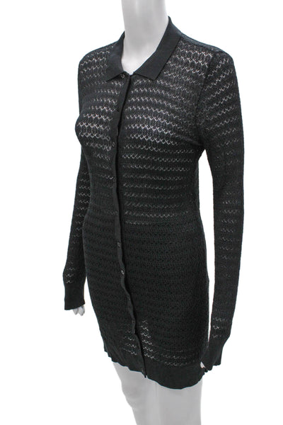 Devon Windsor Women Black Geometric Collared Long Sleeve Button Set Size S