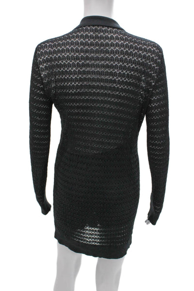 Devon Windsor Women Black Geometric Collared Long Sleeve Button Set Size S