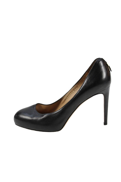 Salvatore Ferragamo Womens Leather Gold Tone Classic Pumps Black Size 38 8