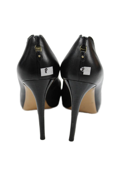 Salvatore Ferragamo Womens Leather Gold Tone Classic Pumps Black Size 38 8