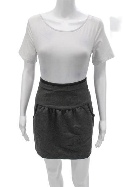 Kookai Womens Gray Mini Straight Pencil Skirt Zip Size 36