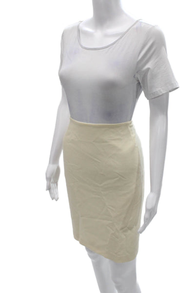 Lafayette 148 New York Womens Straight Pencil Skirt Beige Virgin Wool Size 10